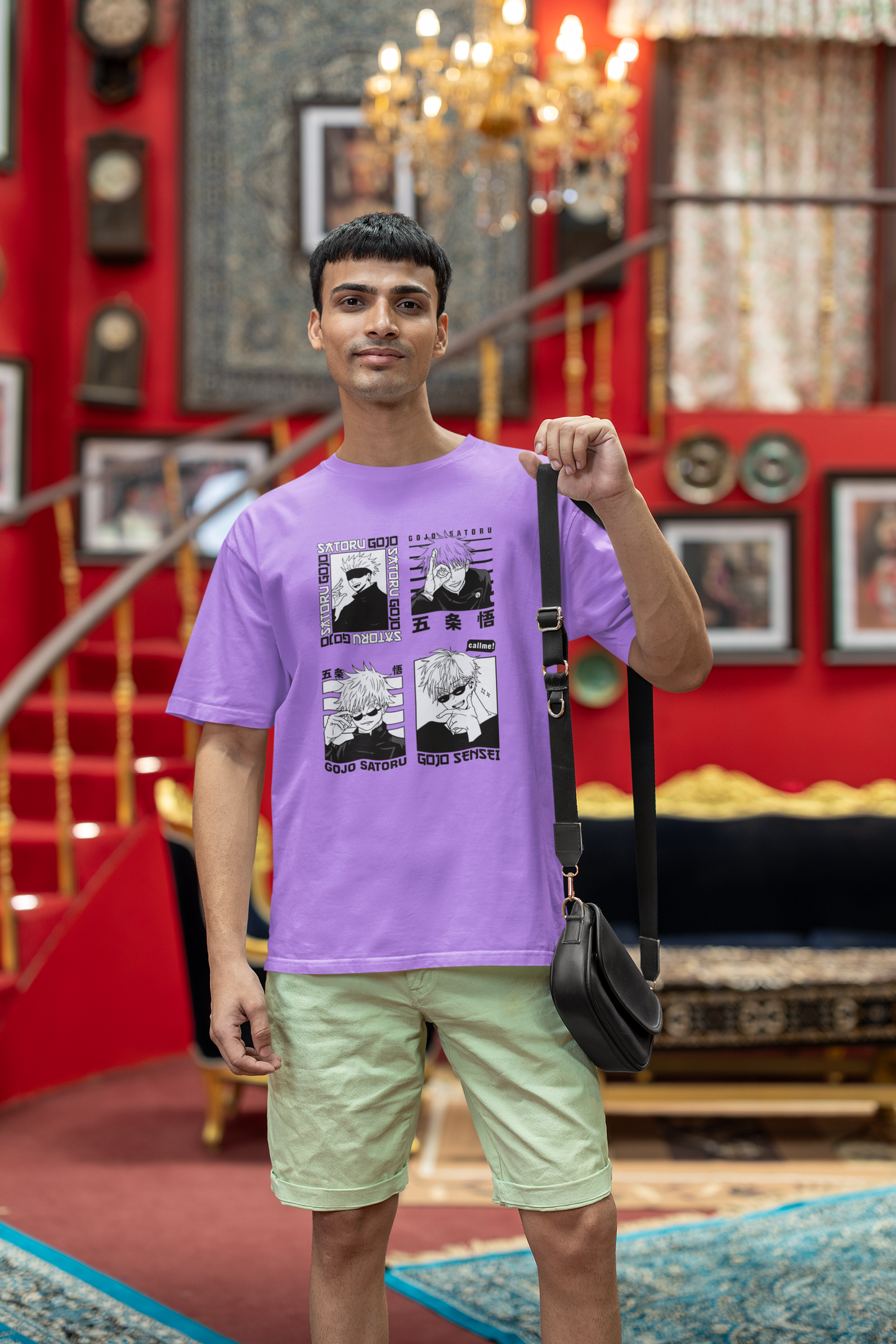 Oversized T-shirt - JJK - Gojo Black & White