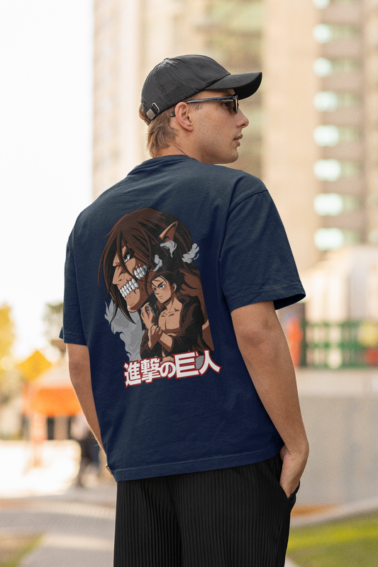 Oversized T-shirt - AOT - Attack Titan with Eren Yeager