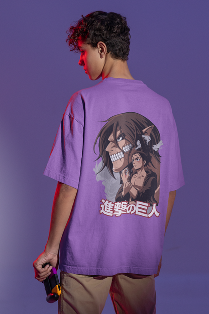 Oversized T-shirt - AOT - Attack Titan with Eren Yeager